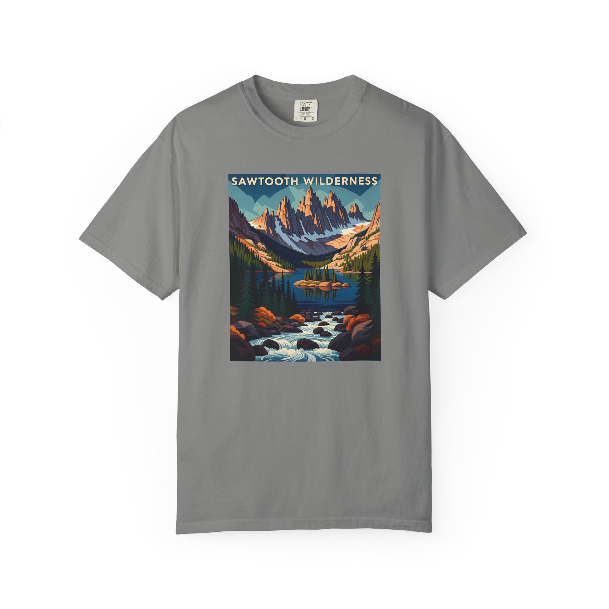 Sawtooth Wilderness WPA Style Unisex T-shirt - Image 7