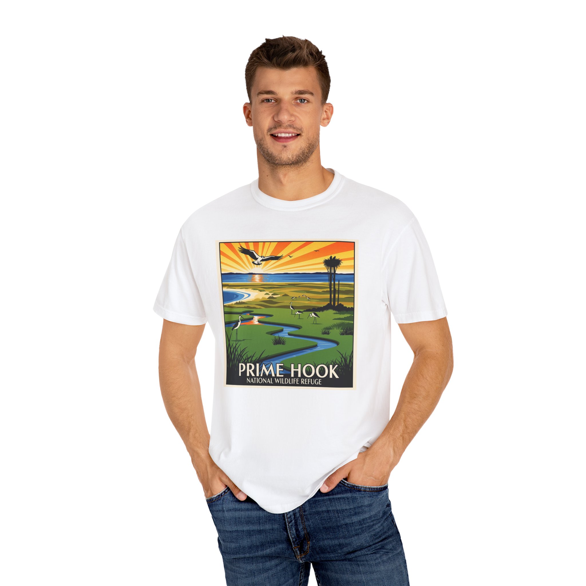 Prime Hook National Wildlife Refuge WPA Style Unisex T-shirt - Image 4