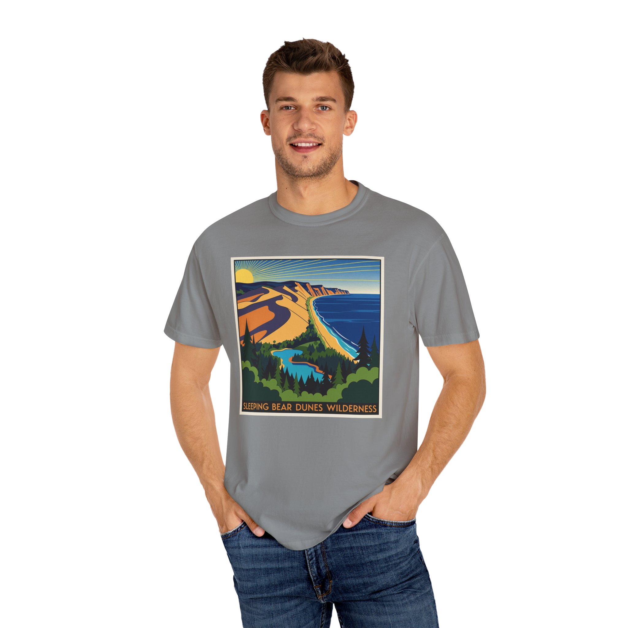 Sleeping Bear Dunes Wilderness WPA Style Unisex T-shirt - Image 10