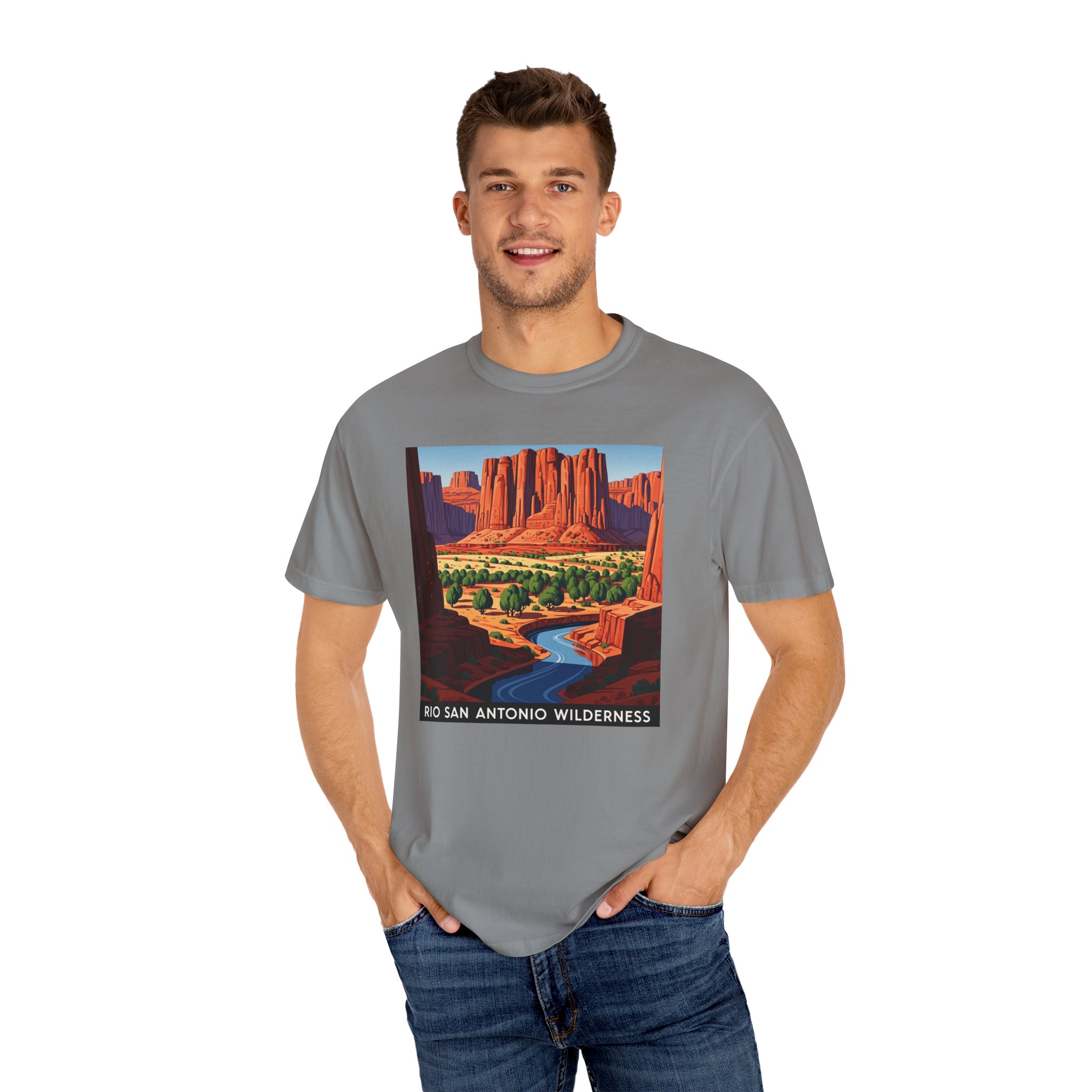 Rio San Antonio Wilderness WPA Style Unisex T-shirt - Image 10