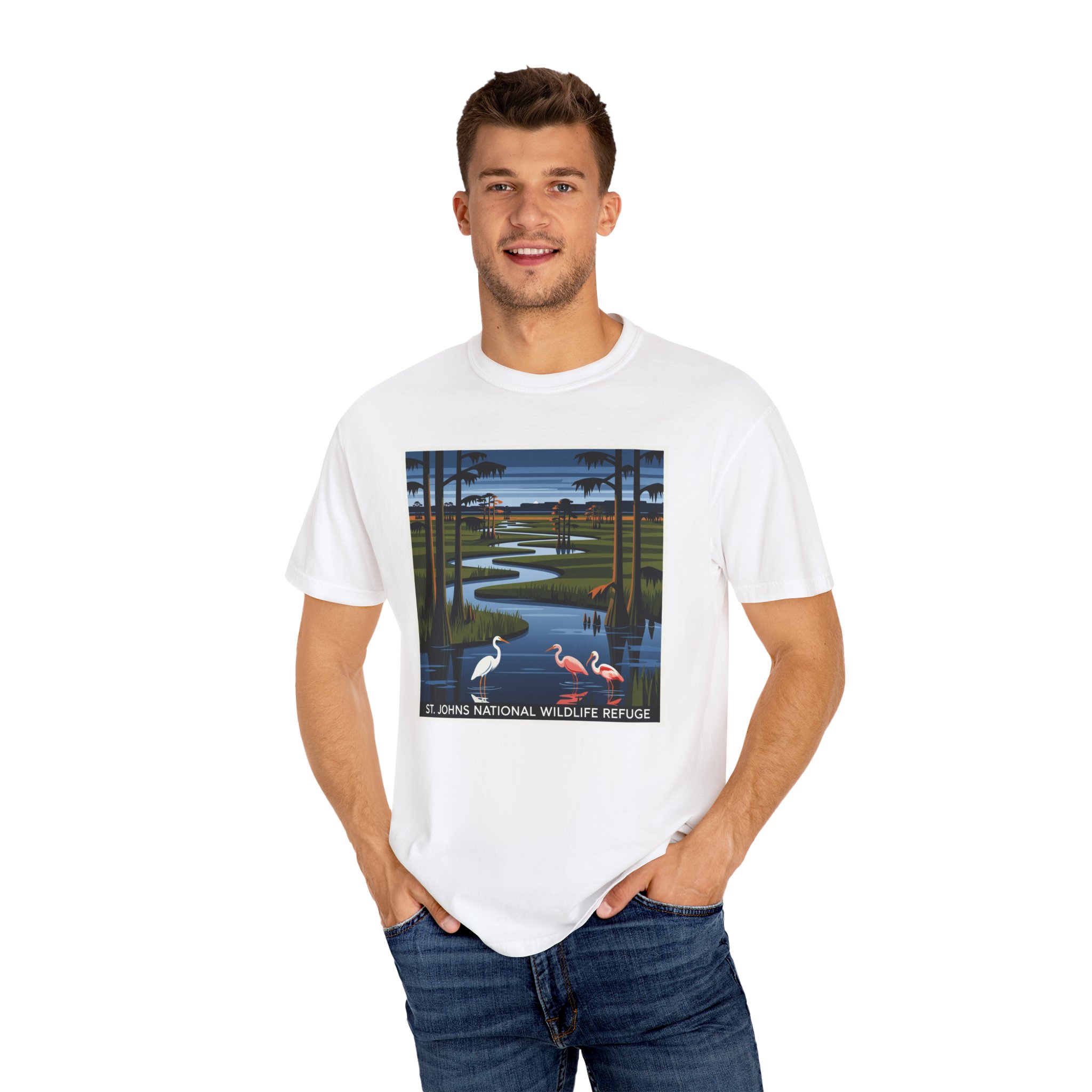 St. Johns National Wildlife Refuge WPA Style Unisex T-shirt - Image 4