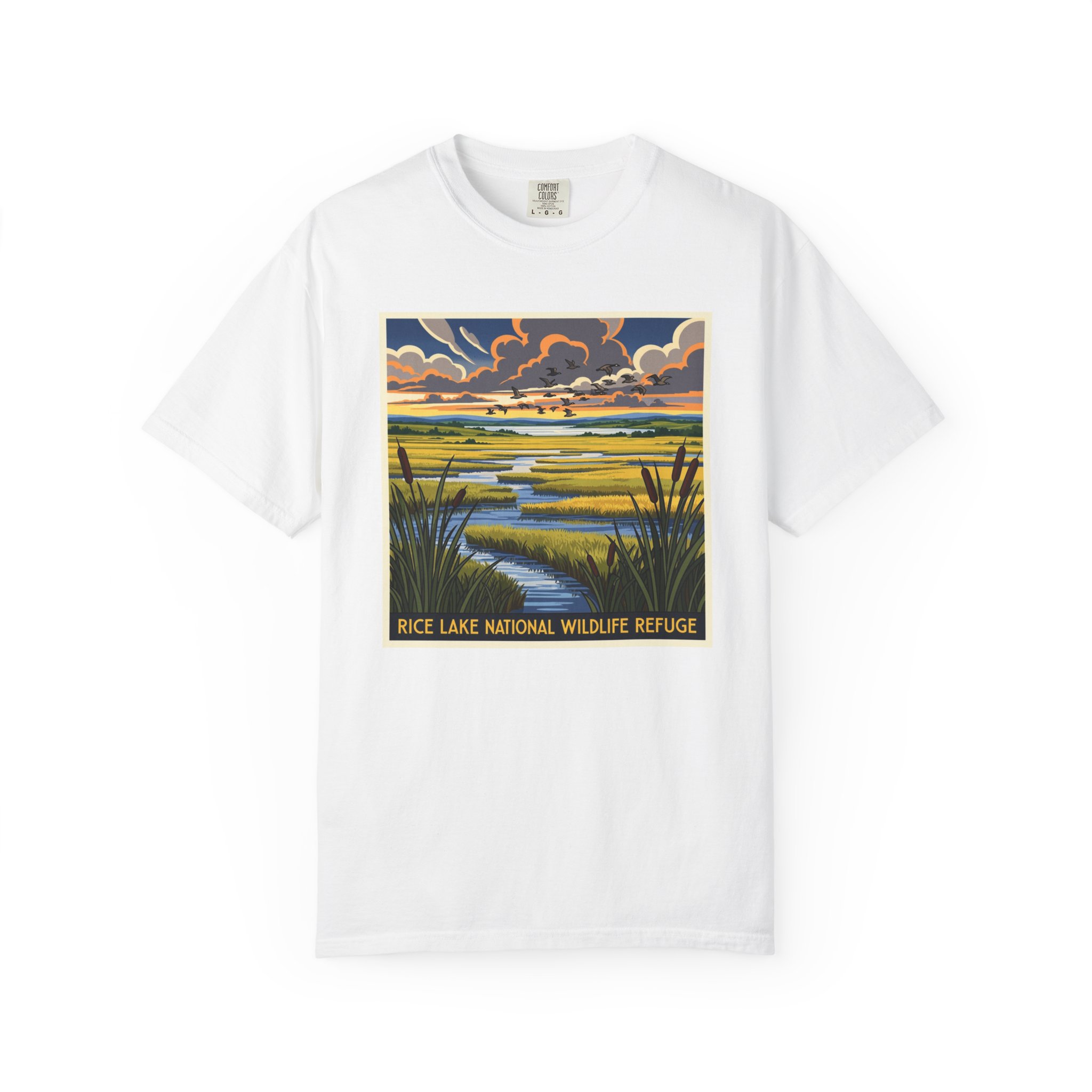 Rice Lake National Wildlife Refuge WPA Style Unisex T-shirt