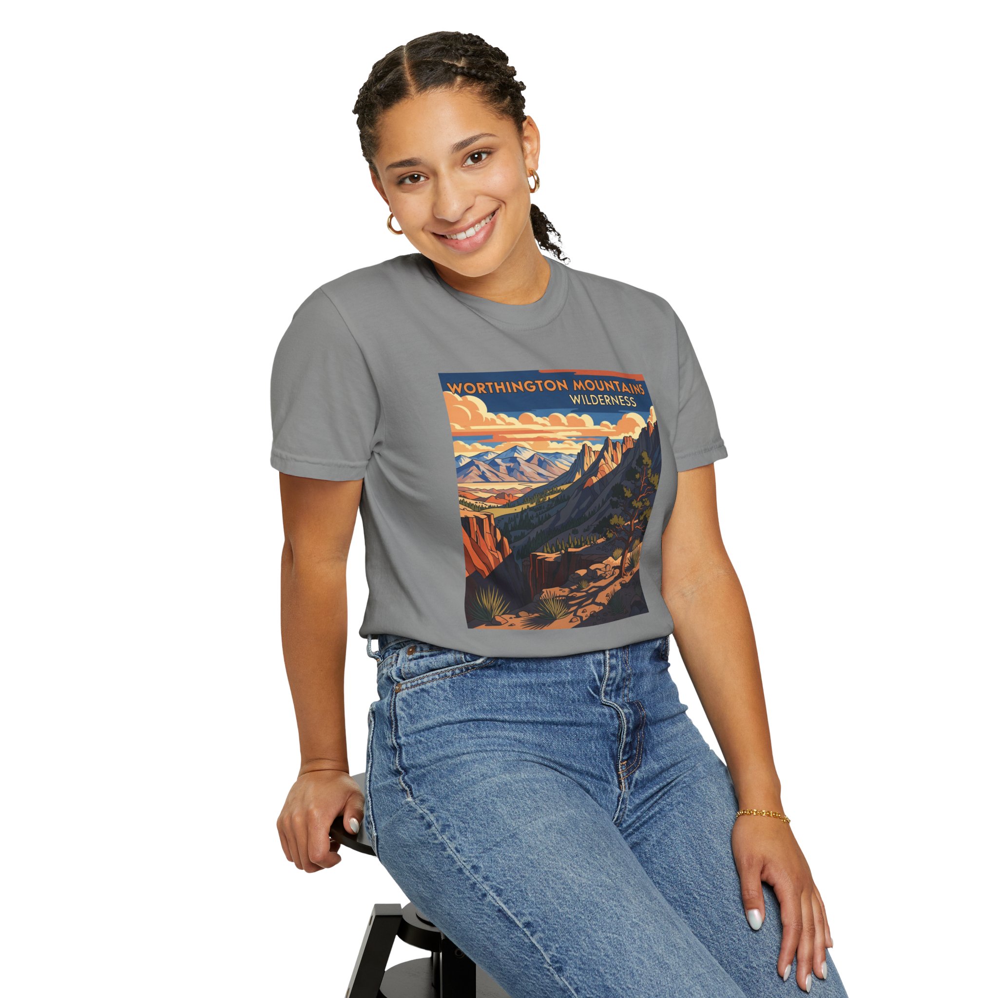 Worthington Mountains Wilderness WPA Style Unisex T-shirt - Image 11