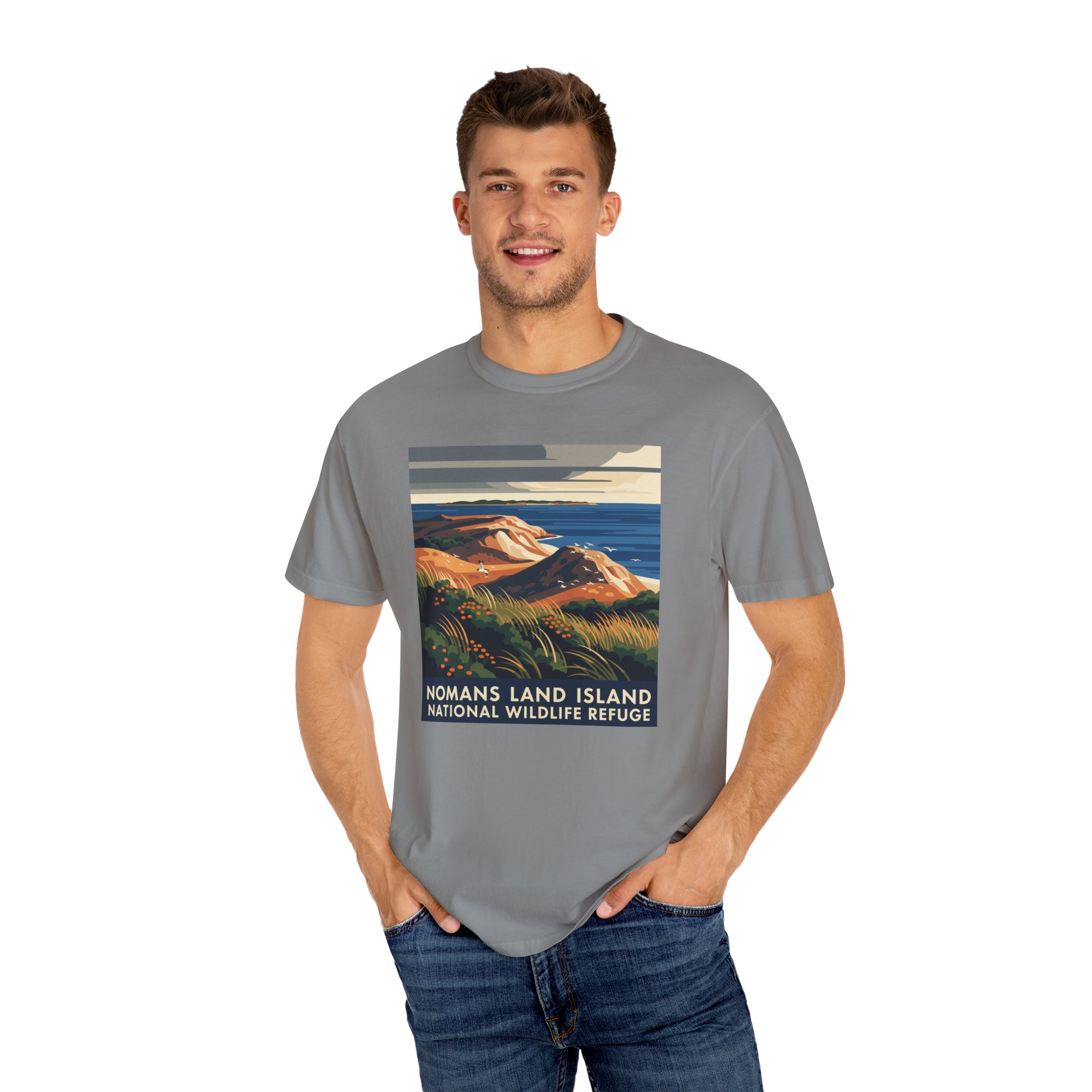 Nomans Land Island National Wildlife Refuge WPA Style Unisex T-shirt - Image 10