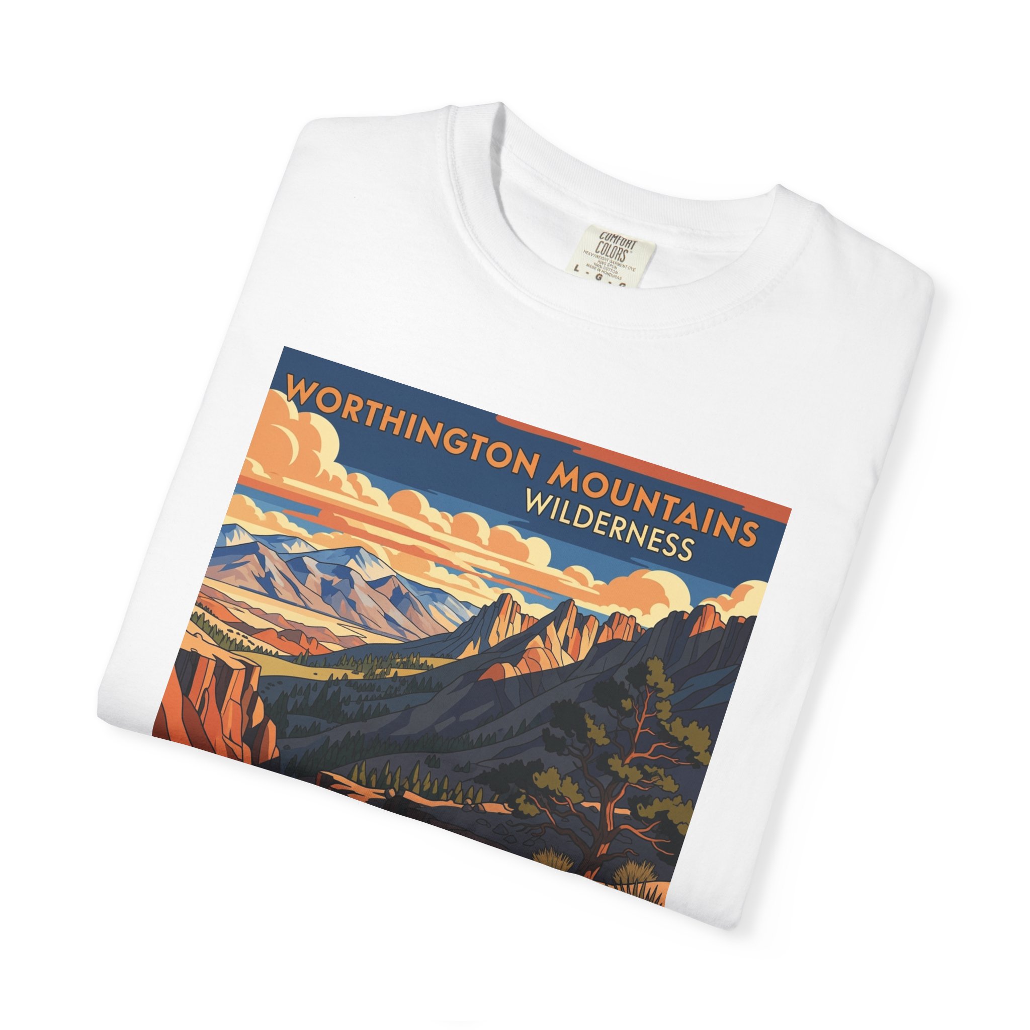 Worthington Mountains Wilderness WPA Style Unisex T-shirt - Image 3
