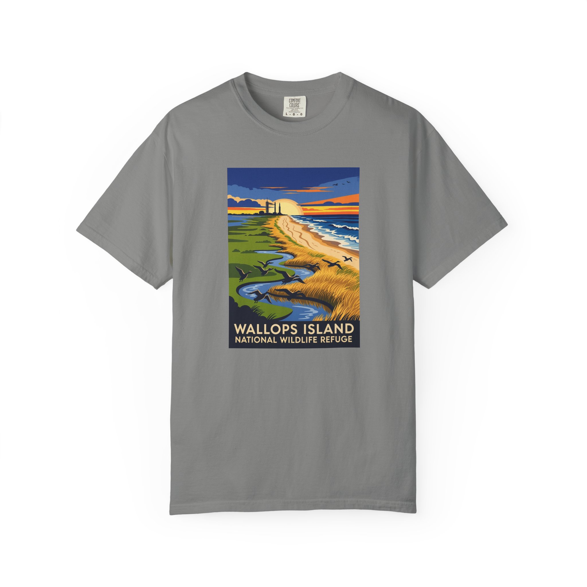Wallops Island National Wildlife Refuge WPA Style Unisex T-shirt - Image 7