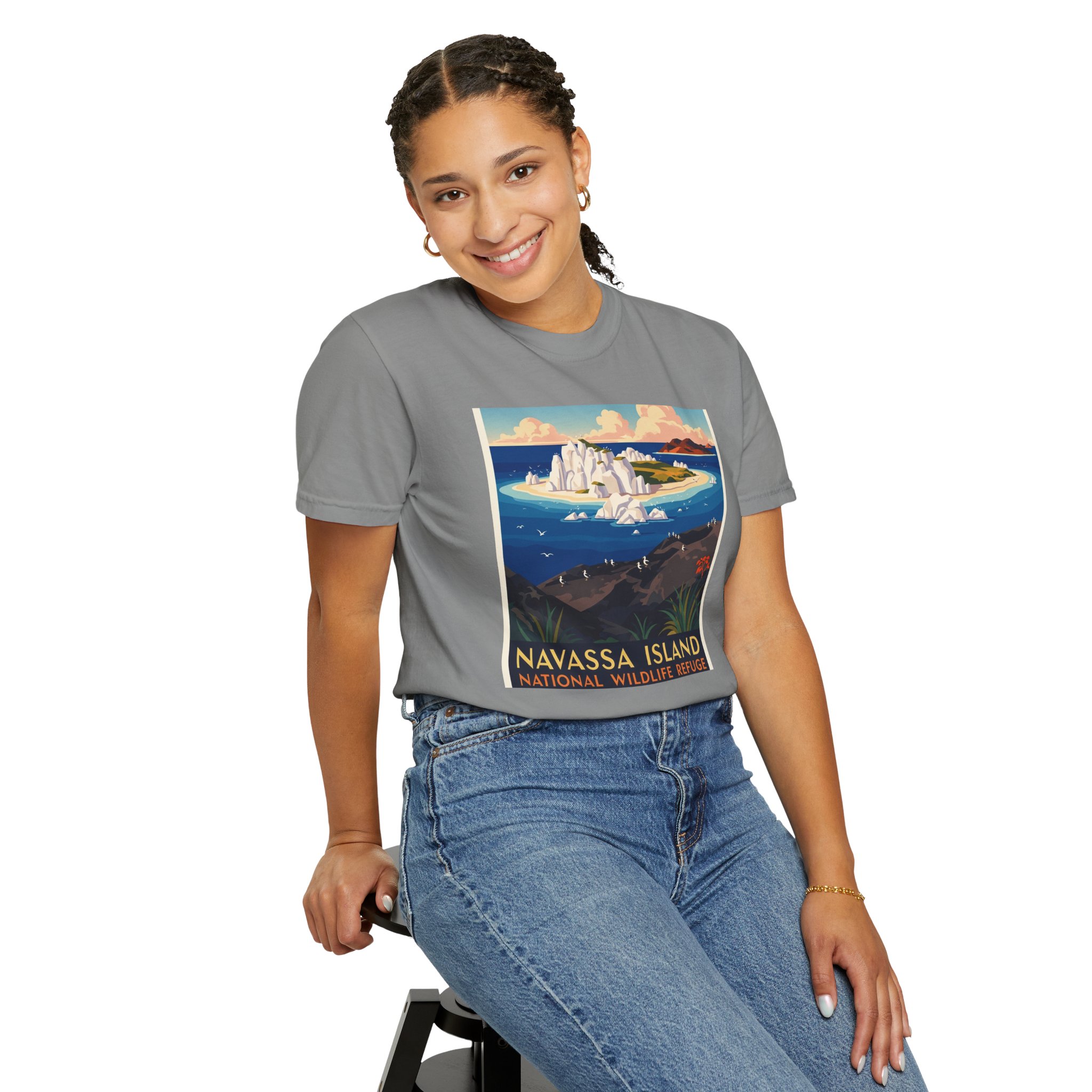 Navassa Island National Wildlife Refuge WPA Style Unisex T-shirt - Image 11