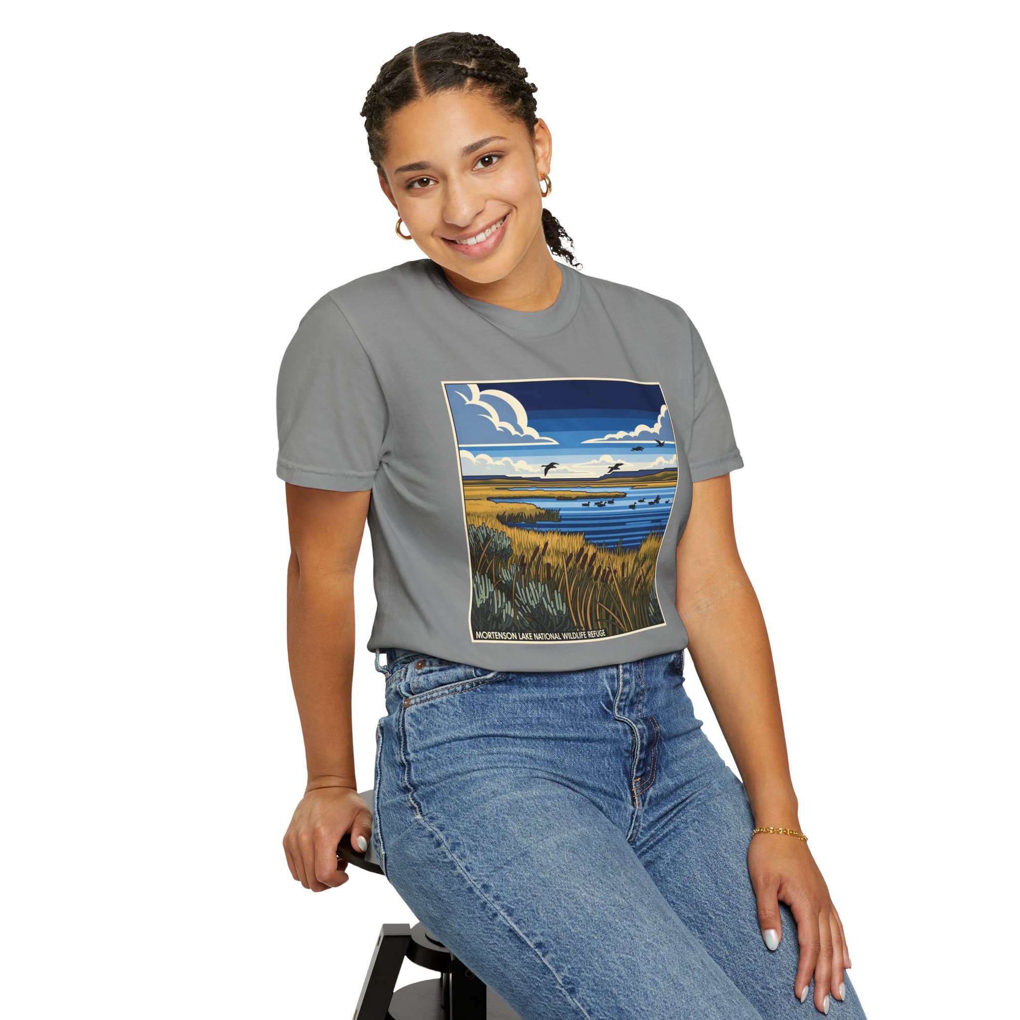 Mortenson Lake National Wildlife Refuge WPA Style Unisex T-shirt - Image 11