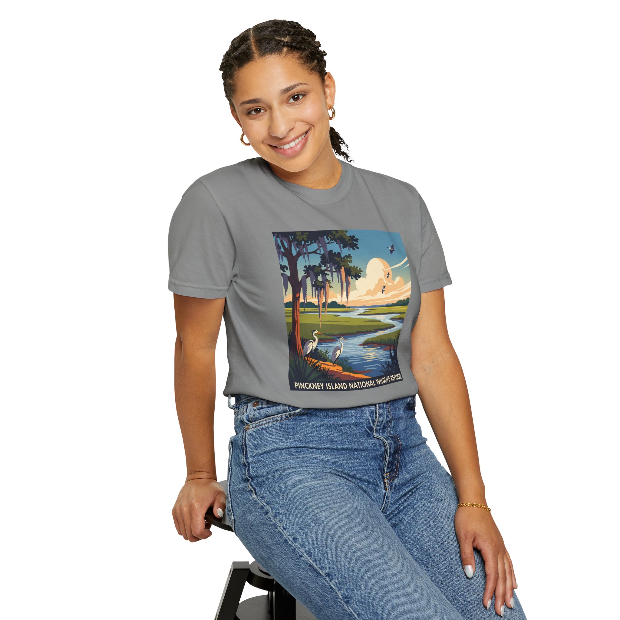 Pinckney Island National Wildlife Refuge WPA Style Unisex T-shirt - Image 11