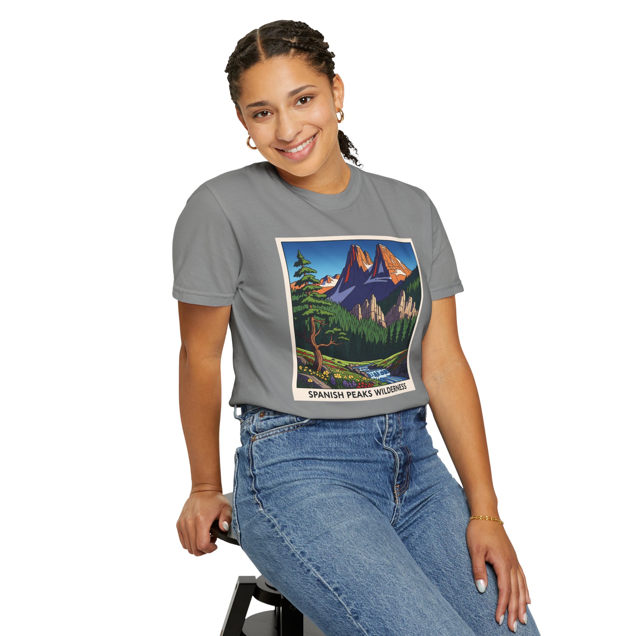 Spanish Peaks Wilderness WPA Style Unisex T-shirt - Image 11