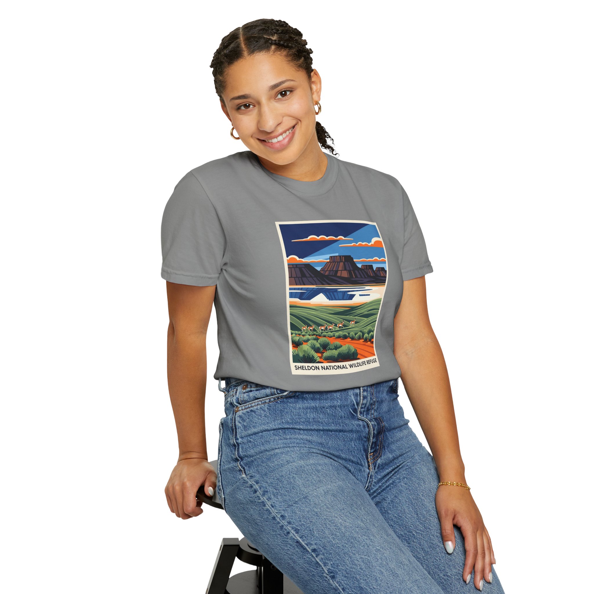 Sheldon National Wildlife Refuge WPA Style Unisex T-shirt - Image 11