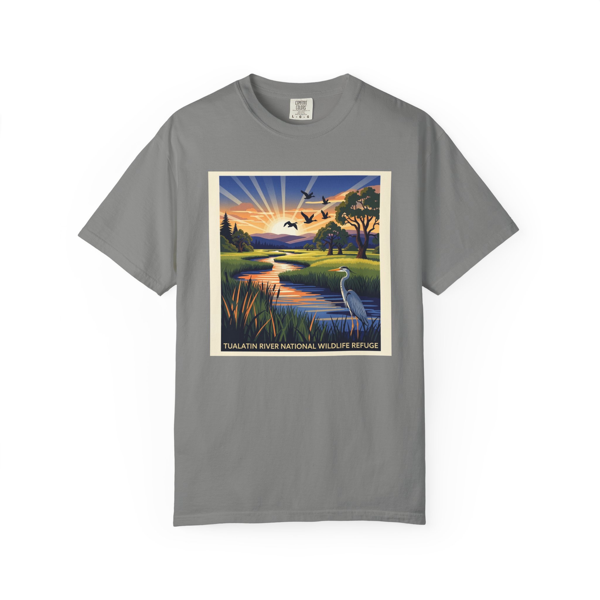Tualatin River National Wildlife Refuge WPA Style Unisex T-shirt - Image 7