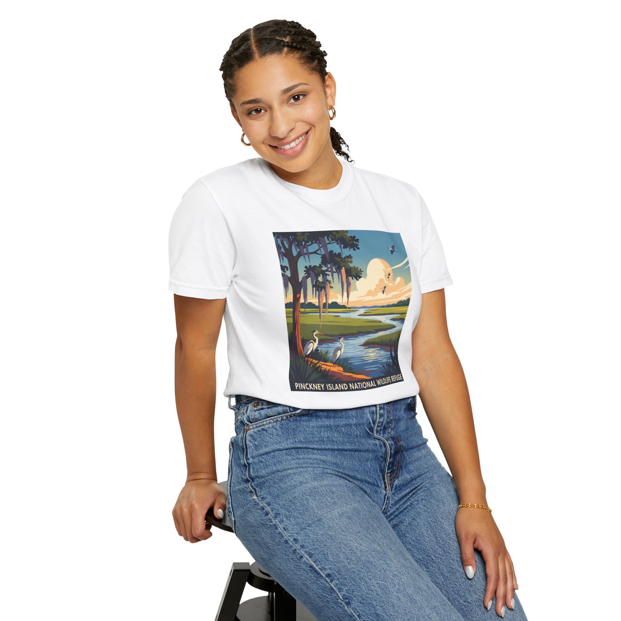 Pinckney Island National Wildlife Refuge WPA Style Unisex T-shirt - Image 5