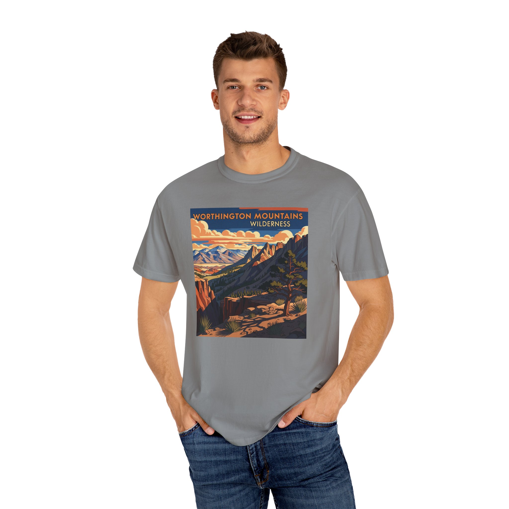 Worthington Mountains Wilderness WPA Style Unisex T-shirt - Image 10