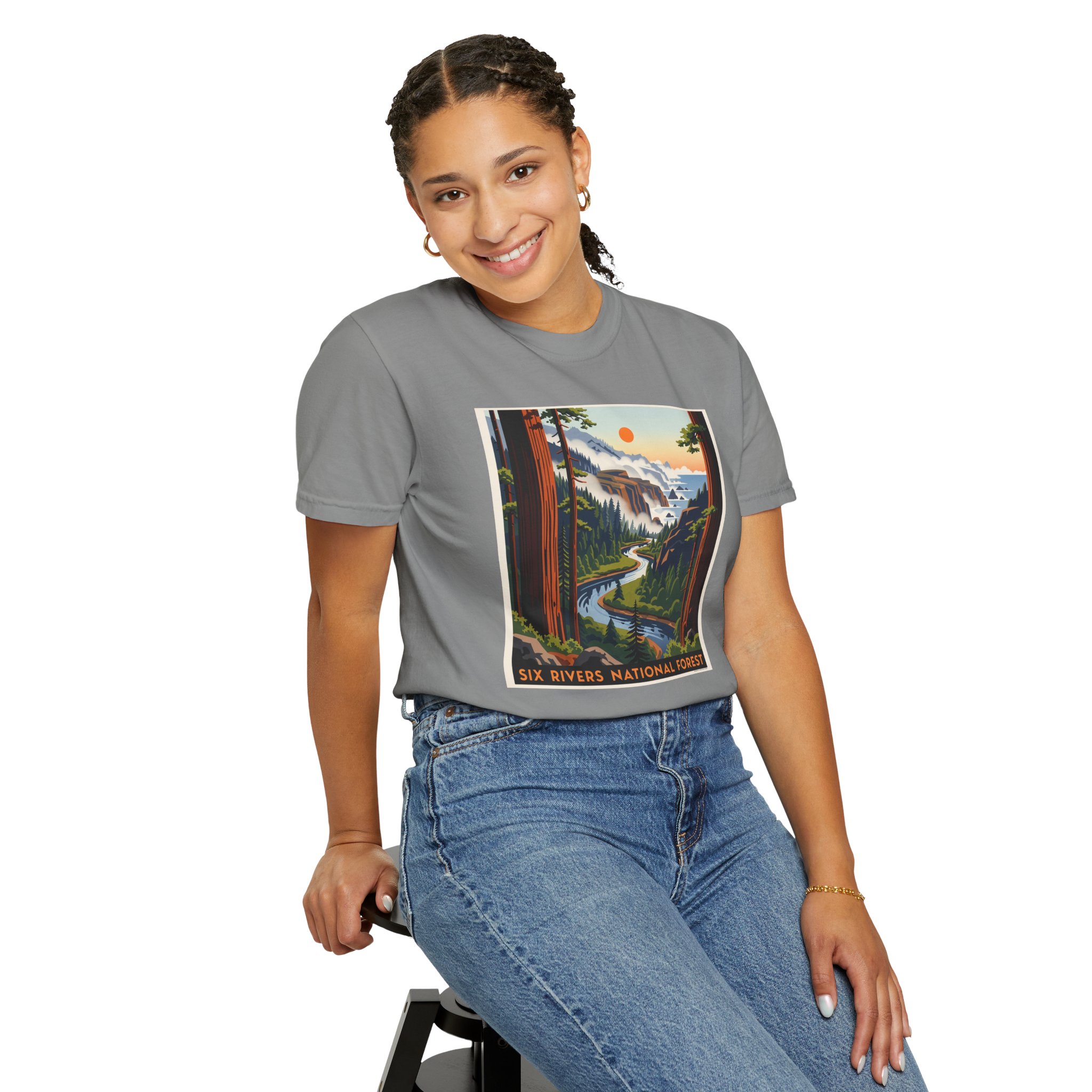 Six Rivers National Forest WPA Style Unisex T-shirt - Image 11