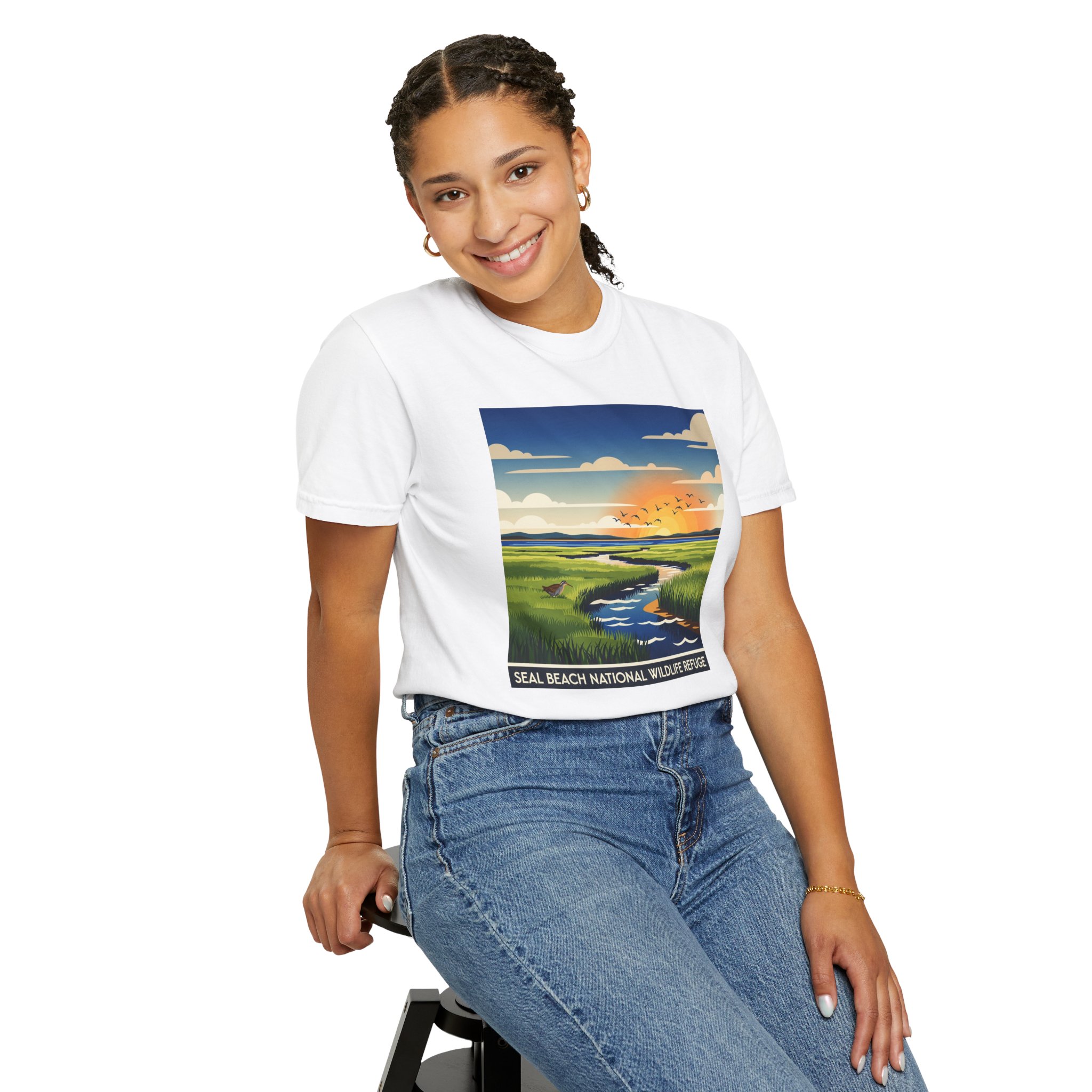 Seal Beach National Wildlife Refuge WPA Style Unisex T-shirt - Image 5