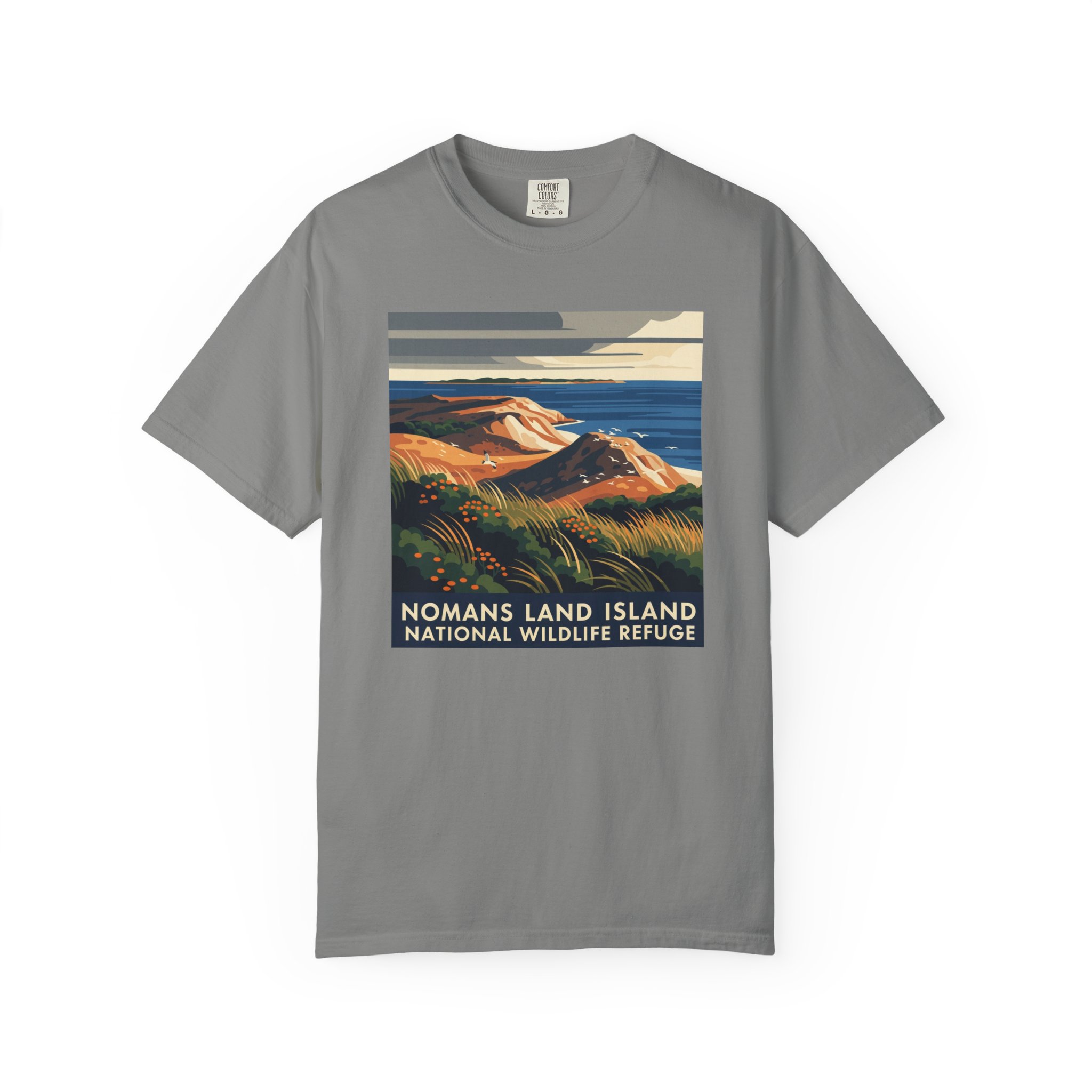 Nomans Land Island National Wildlife Refuge WPA Style Unisex T-shirt - Image 7