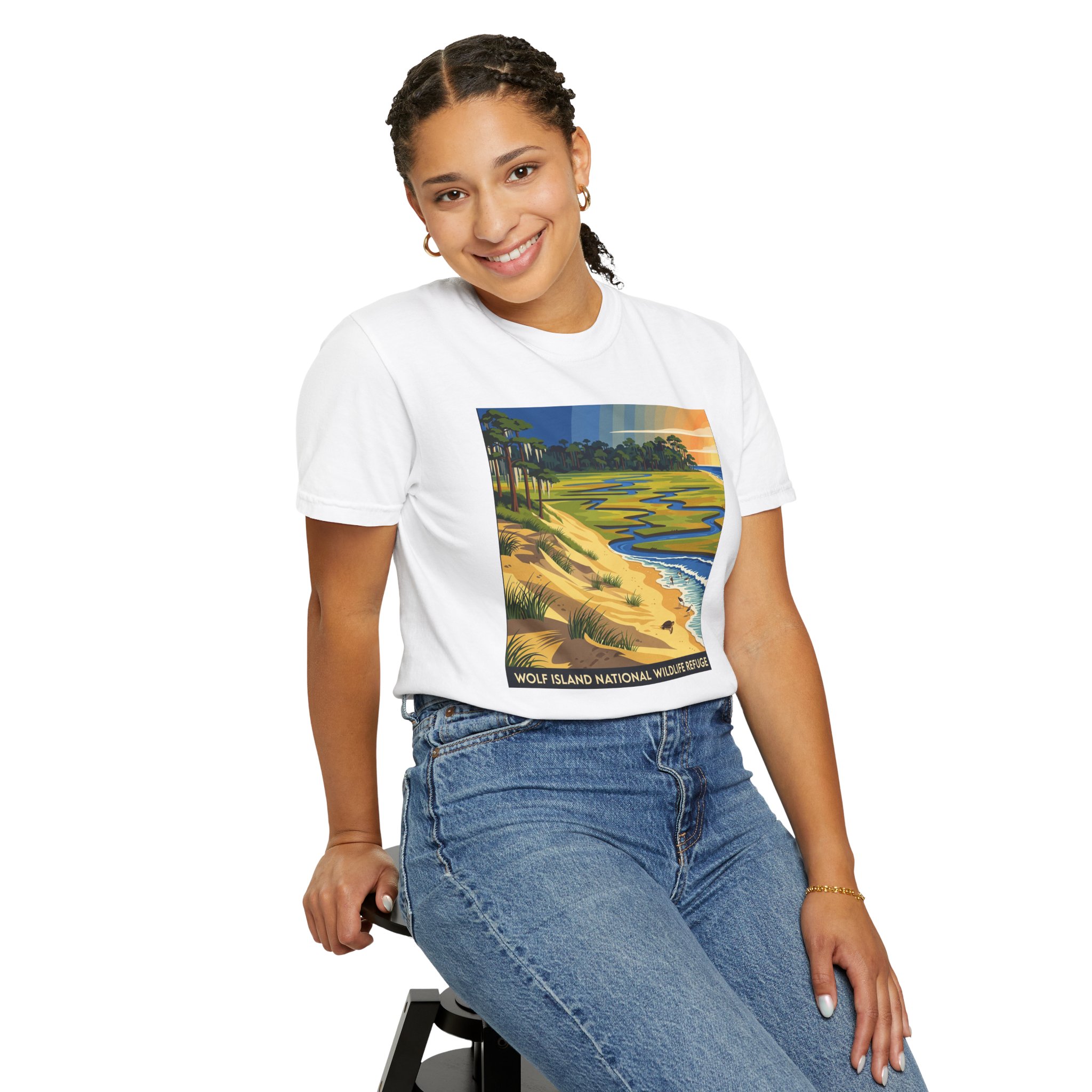 Wolf Island National Wildlife Refuge WPA Style Unisex T-shirt - Image 5