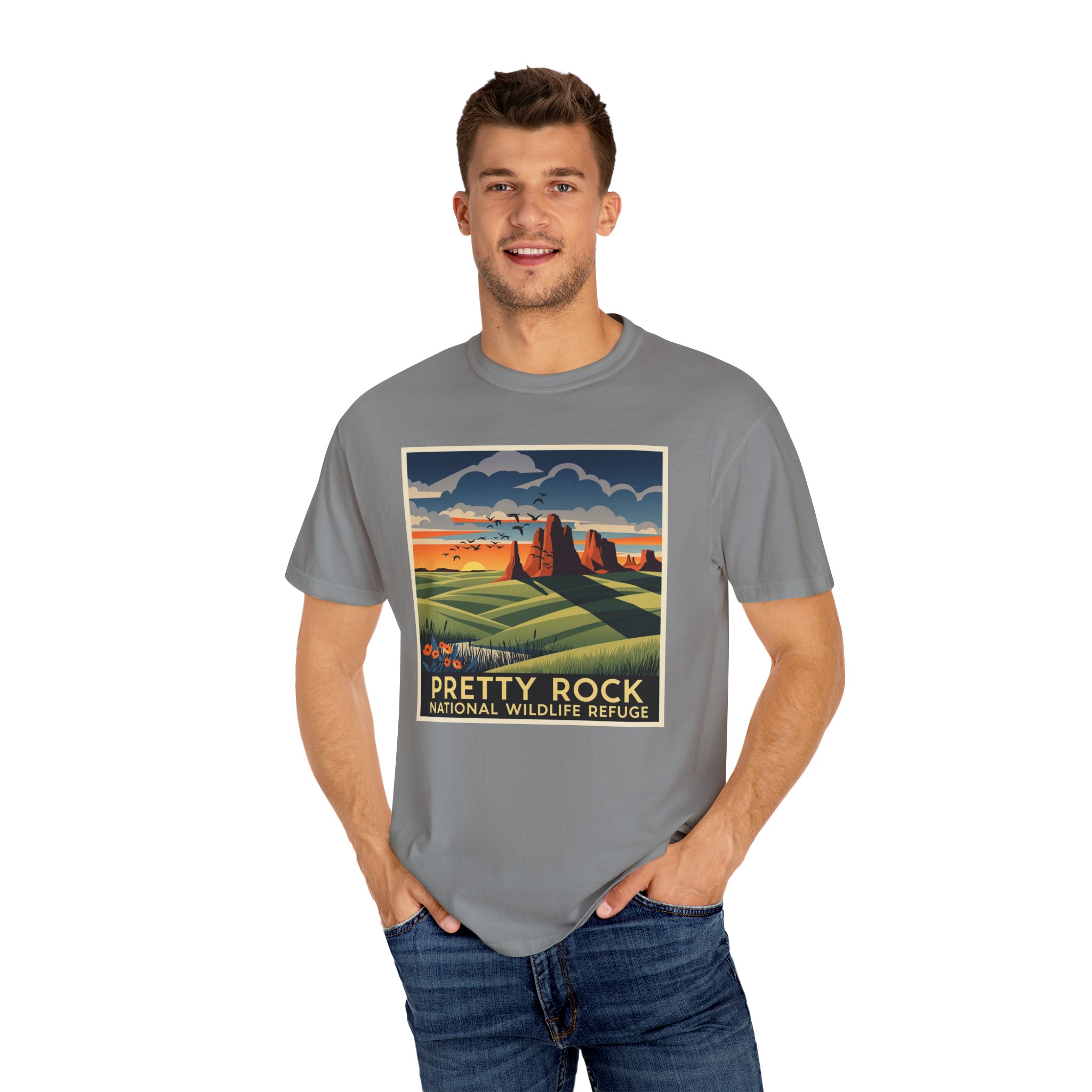 Pretty Rock National Wildlife Refuge WPA Style Unisex T-shirt - Image 10