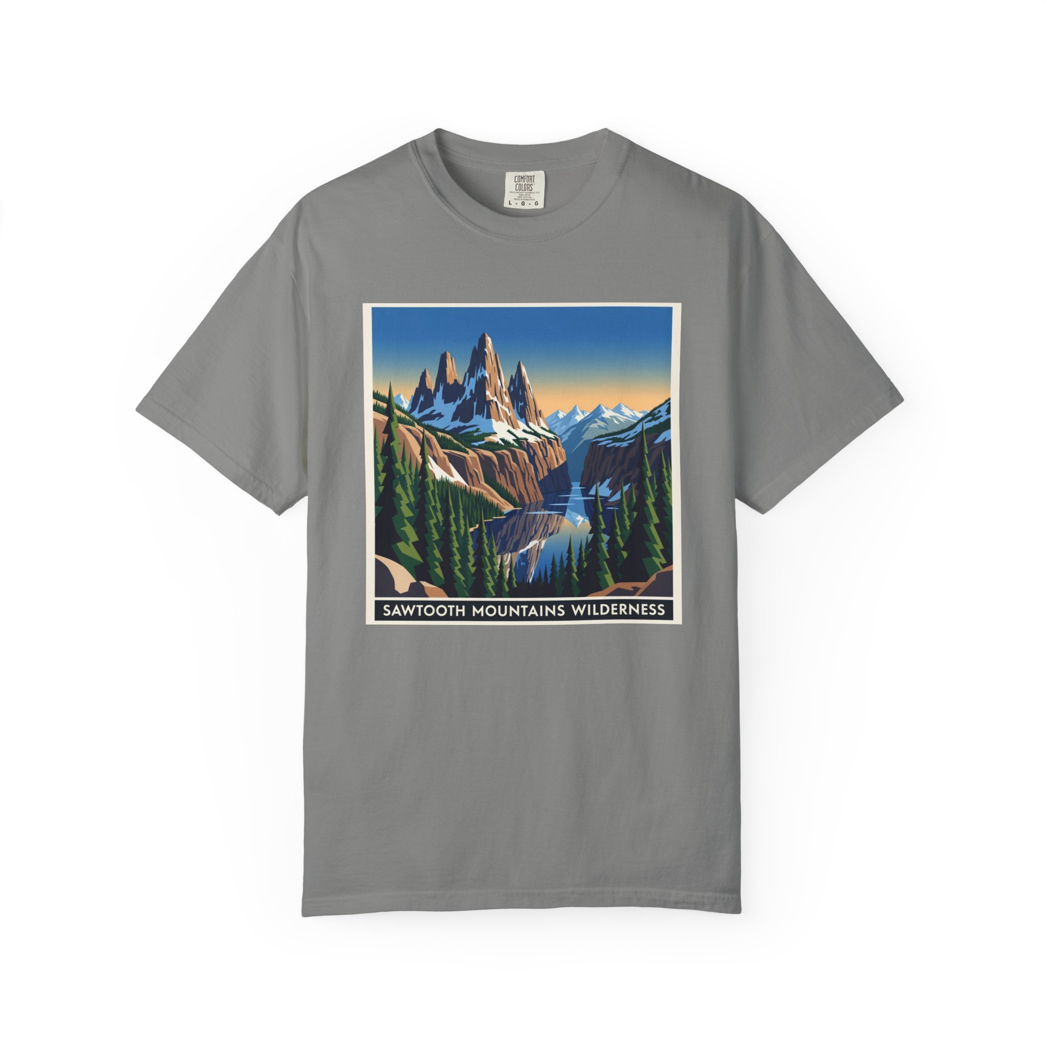 Sawtooth Mountains Wilderness WPA Style Unisex T-shirt - Image 7