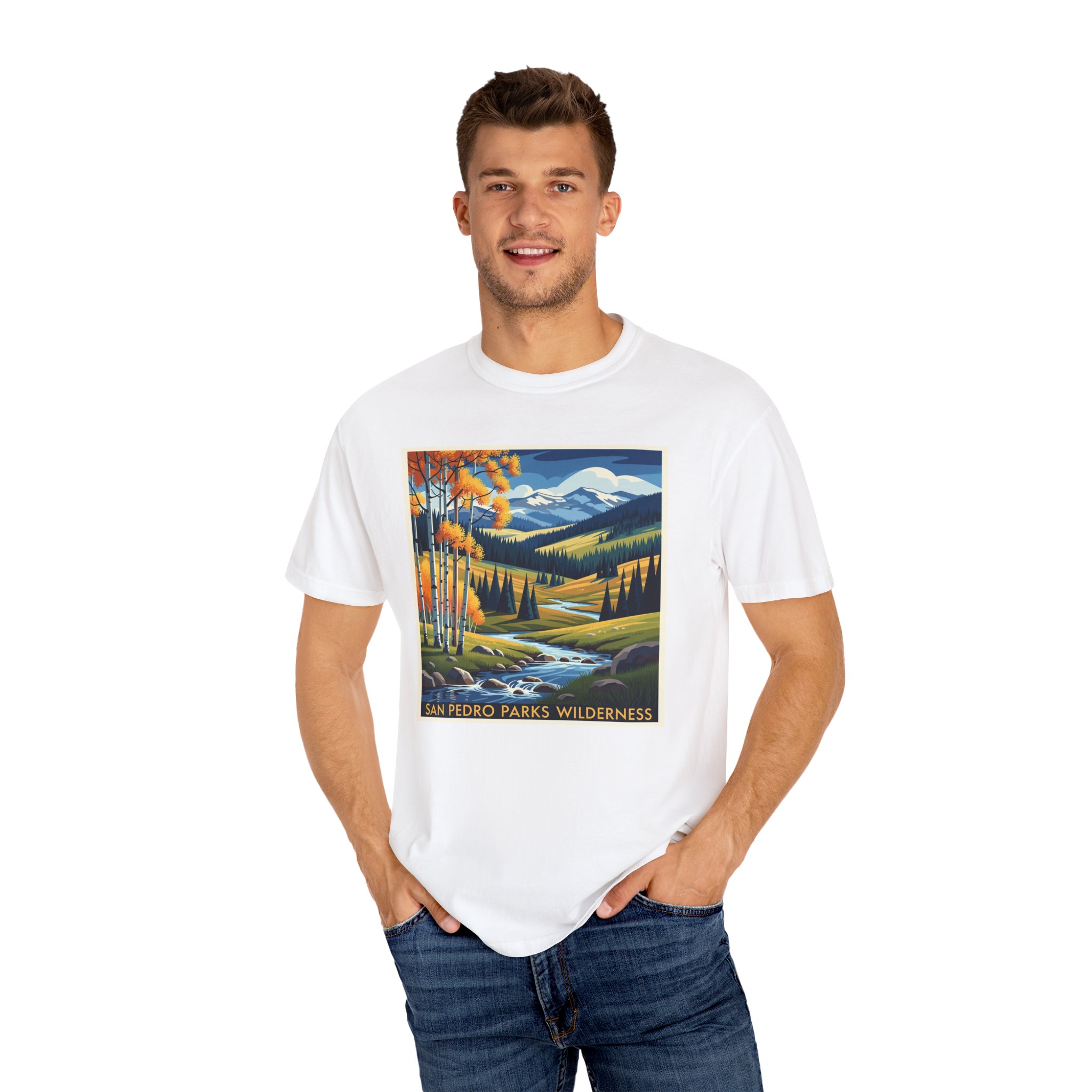 San Pedro Parks Wilderness WPA Style Unisex T-shirt - Image 4