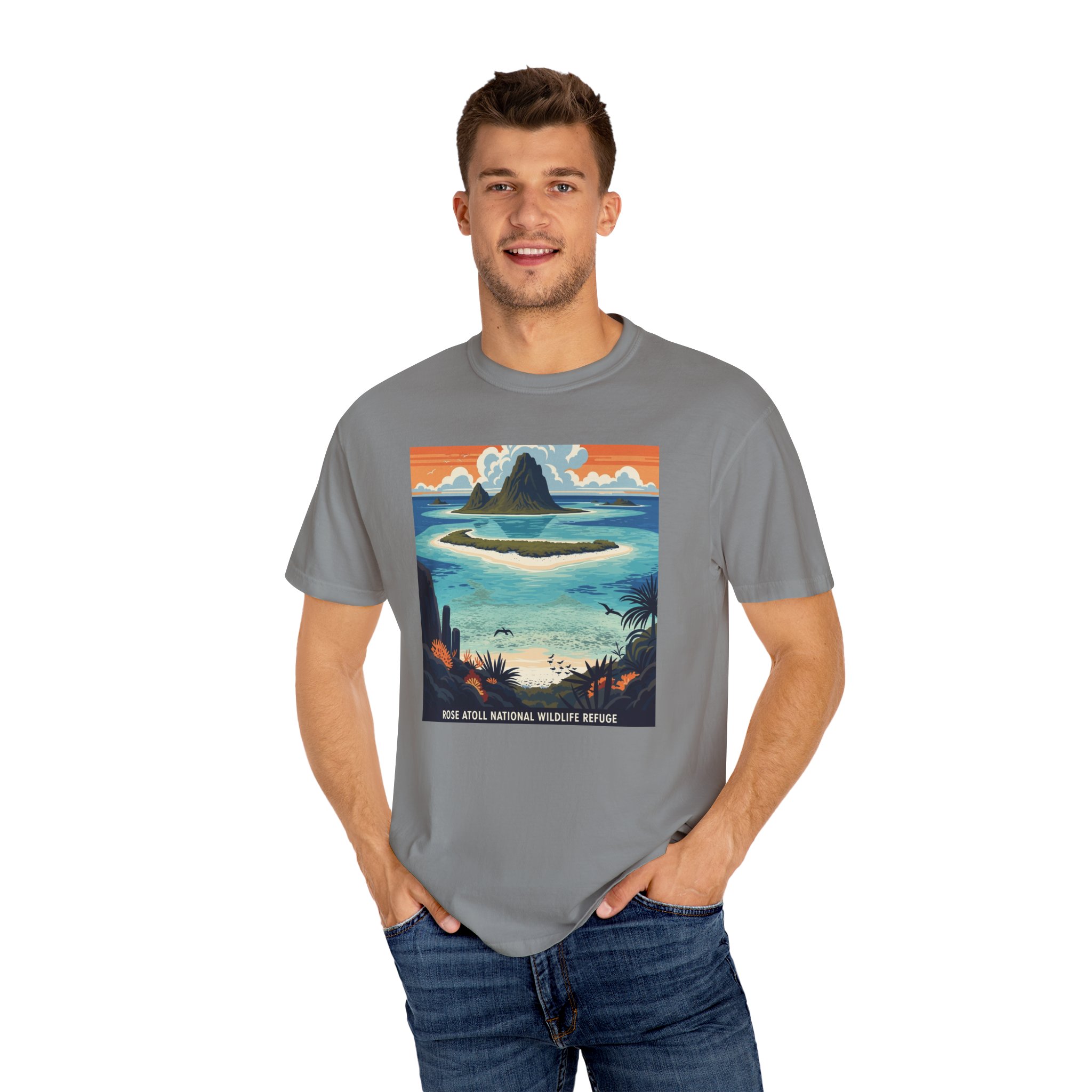 Rose Atoll National Wildlife Refuge WPA Style Unisex T-shirt - Image 10