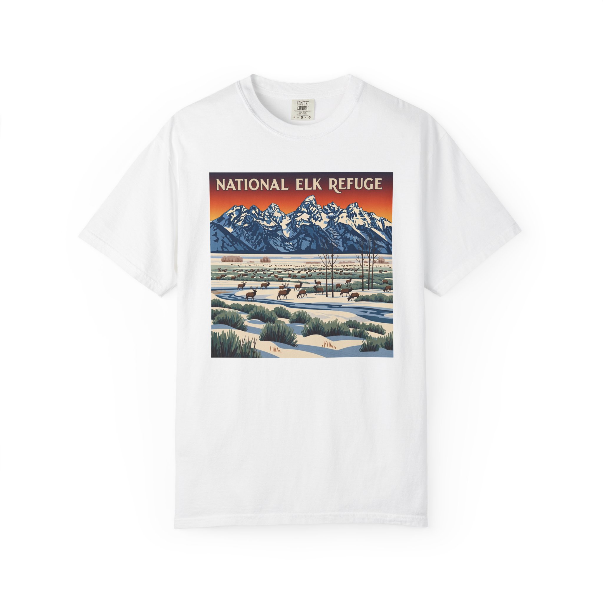 National Elk Refuge WPA Style Unisex T-shirt