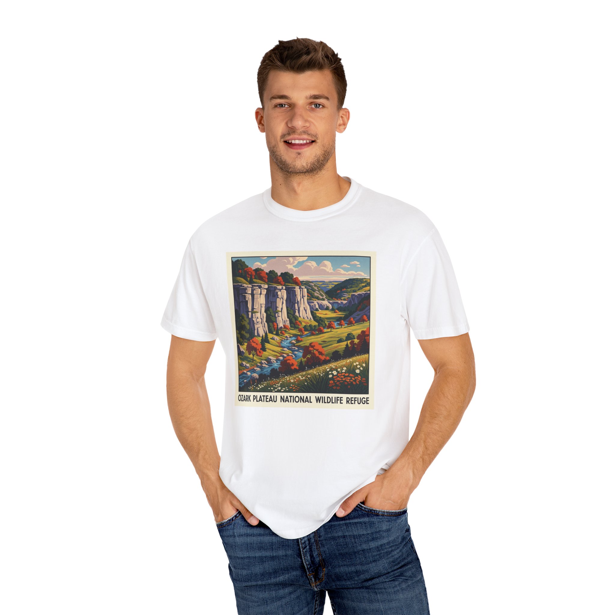 Ozark Plateau National Wildlife Refuge WPA Style Unisex T-shirt - Image 4